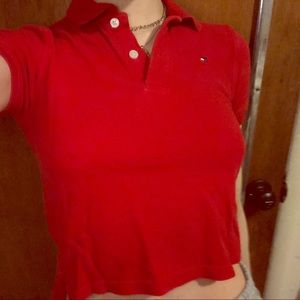 tommy hilfiger red polo crop